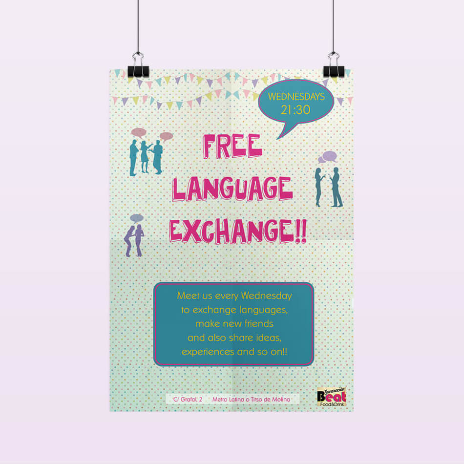 Cartel para intercambio de idiomas