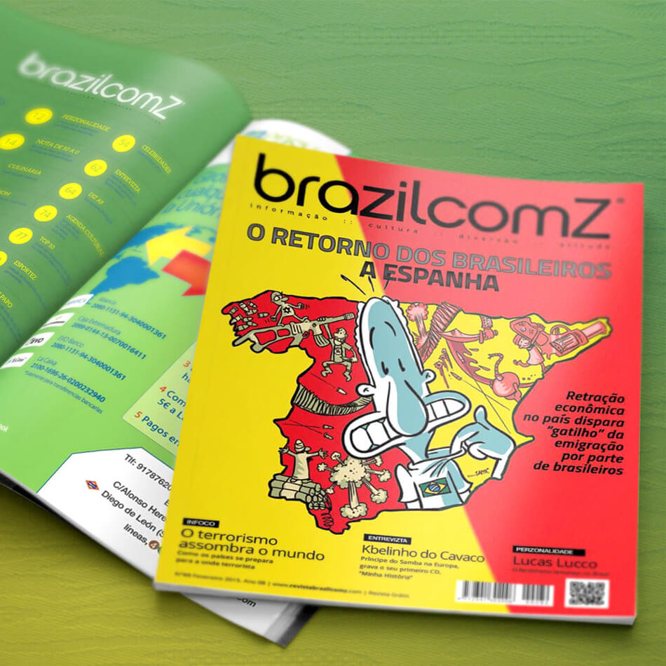 Maquetación de revista para público brasileño en España