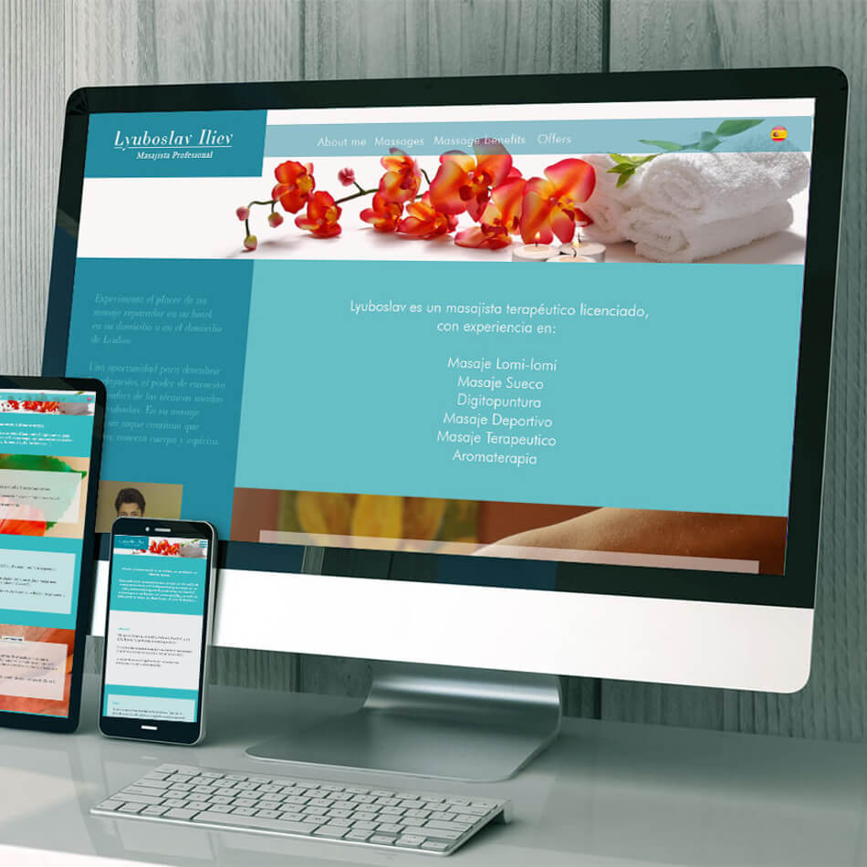 Diseño web para masajista profesional realizada con Flexbox (HTML+CSS)