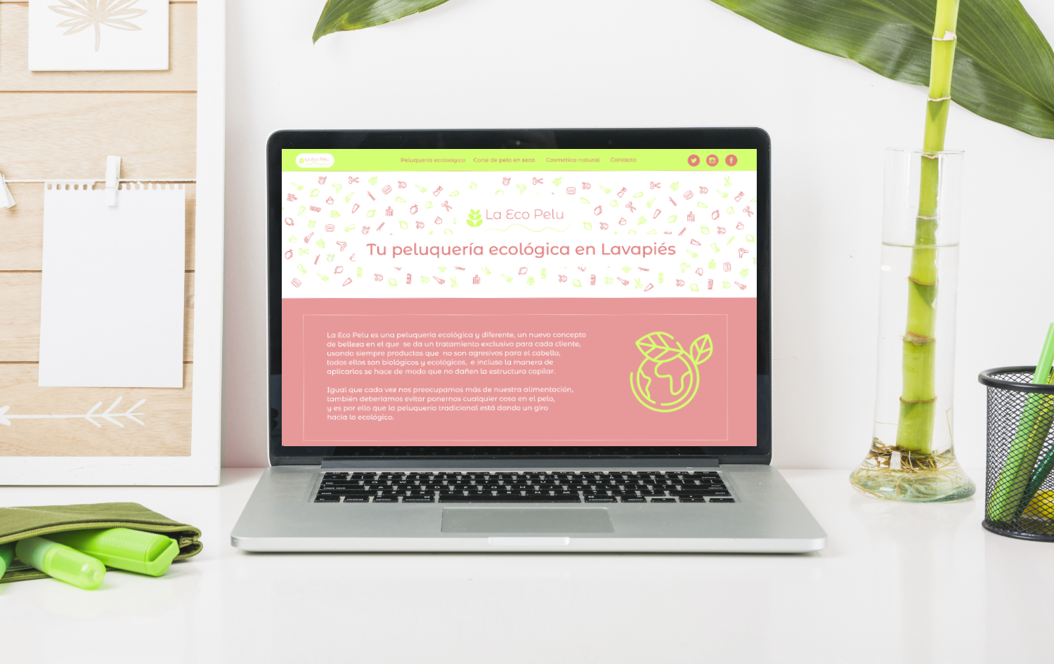 Página web realizada con Bootstrap para peluquería ecológica en Lavapiés