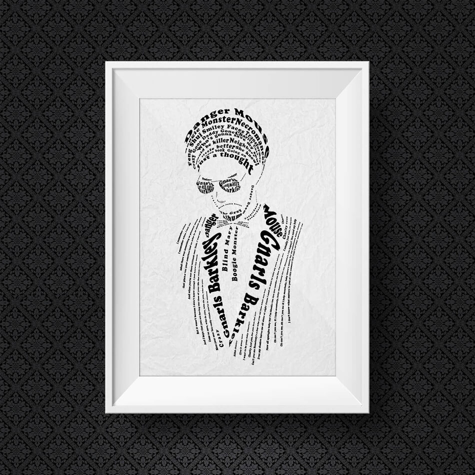 Ilustración de personaje con tipografía