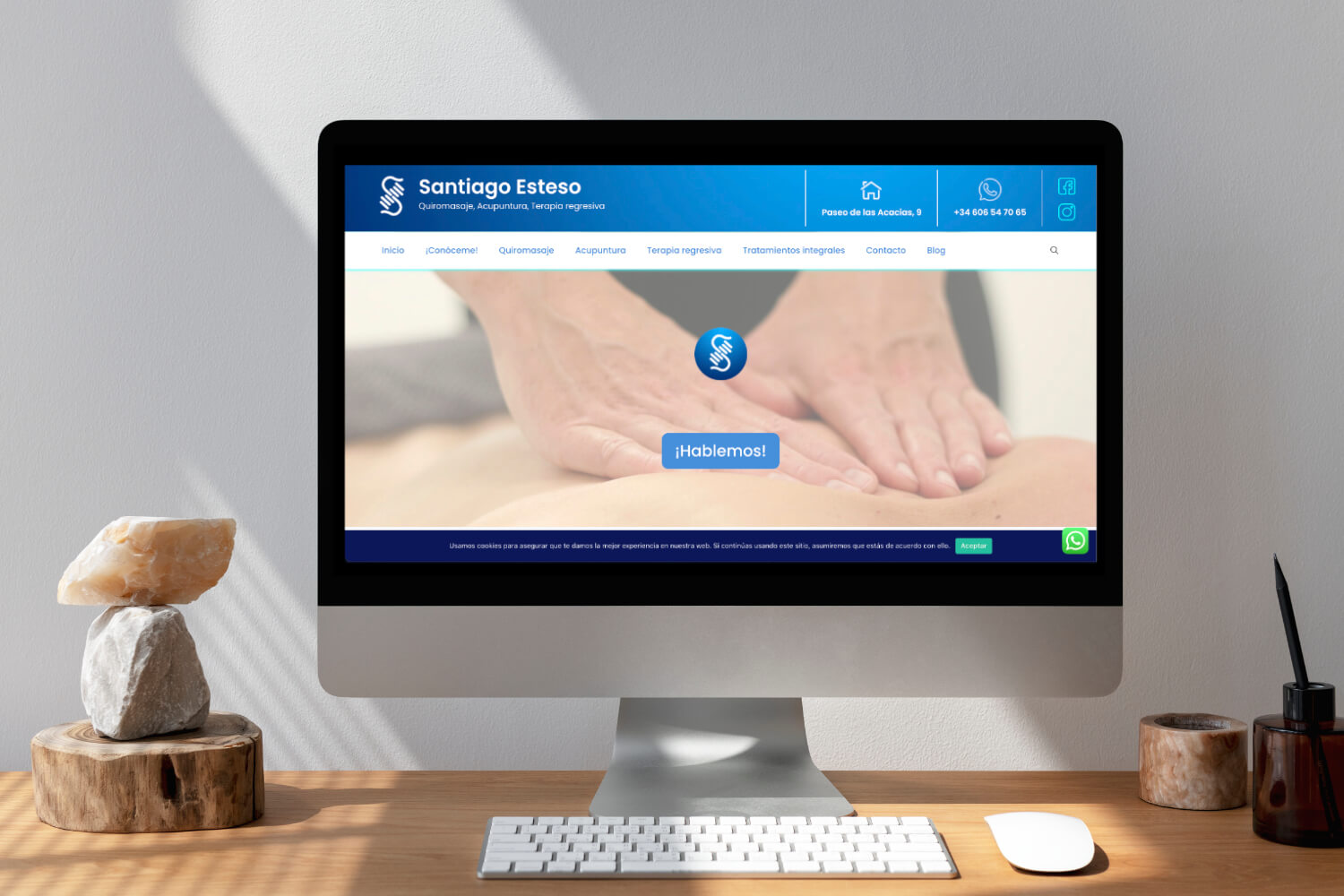 Página web realizada con WordPress para quiromasajista profesional